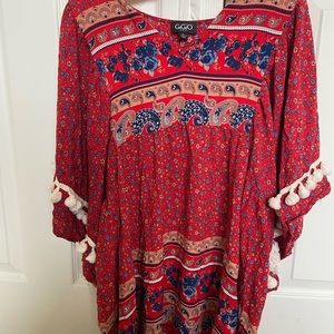 Grigio paisley red boho tunic